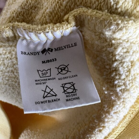 BRANDY MELVILLE‎ solid YELLOW honey Embroidered sweatshirt top One Size womens - Picture 7 of 11